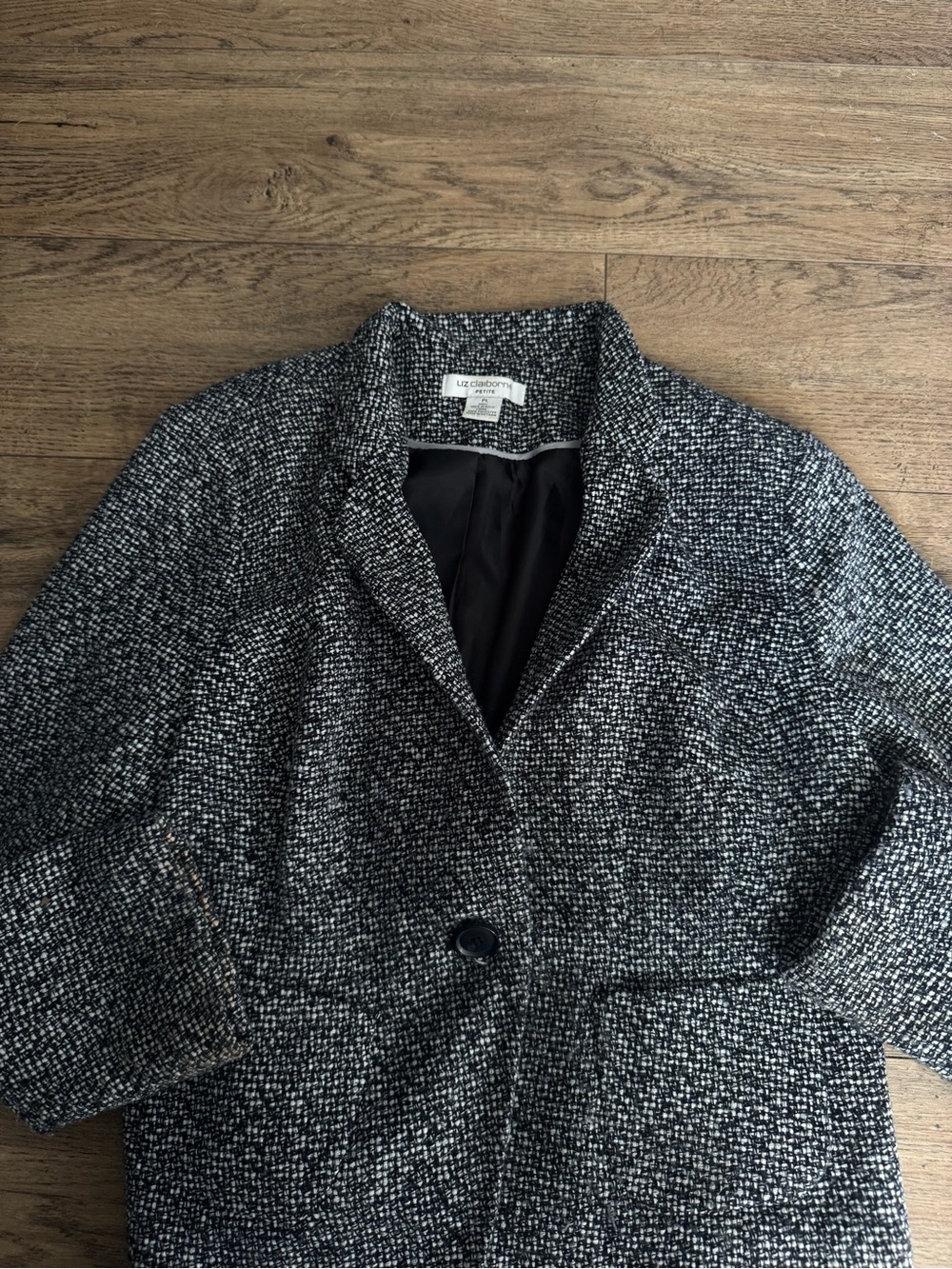 Liz Claiborne Black and White Tweed Blazer Jacket